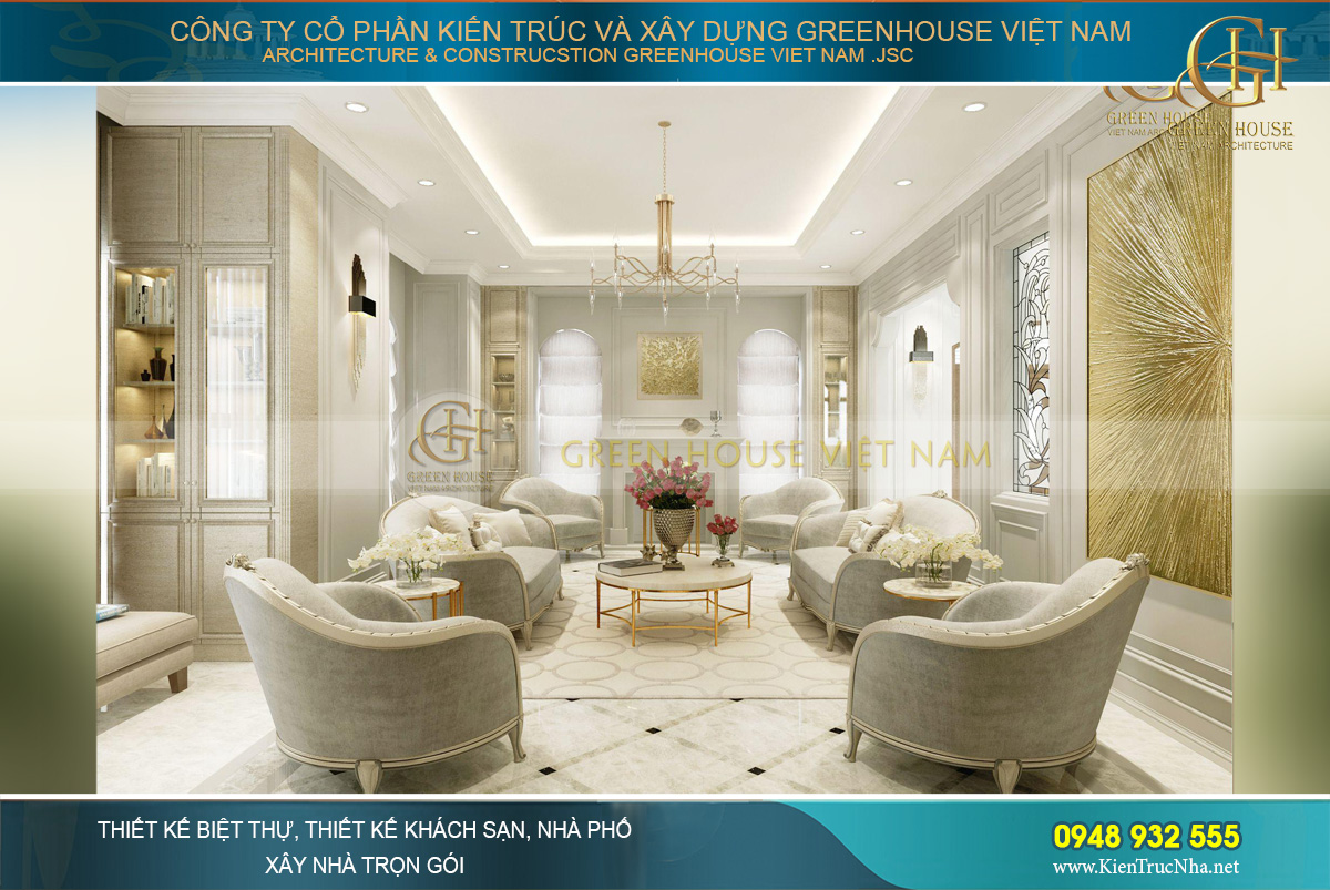 thiết kế nội thất biệt thự tân cổ điển hải phòng