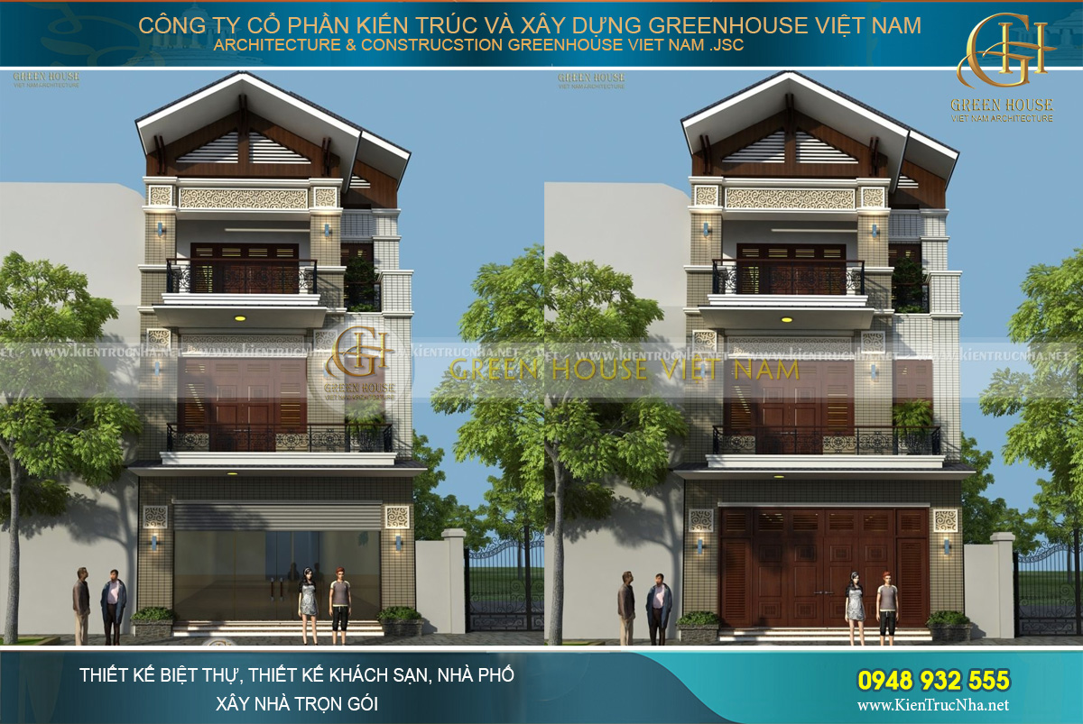 Đường nét thiết kế sang trọng, đẹp mắt của mẫu nhà phố 3 tầng mái thái