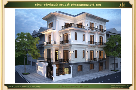 Biệt thự 3 tầng 1 tum tân cổ điển sang trọng tại Bắc Giang