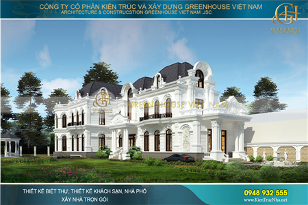 Thiết kế biệt thự tân cổ điển mái mansard đẹp say đắm tại Hà Nội