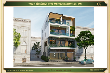 Thi công nhà phố 4 tầng hiện đại mặt tiền độc đáo tại Bắc Giang