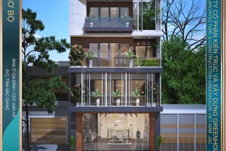 Mẫu nhà phố 4 tầng kết hợp kinh doanh hiện đại tại Bắc Giang