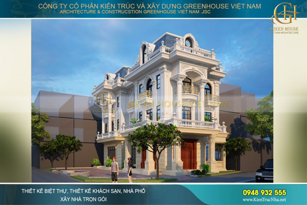 Thi công trọn gói biệt thự tân cổ điển 3 tầng mặt tiền 23m