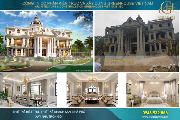 Hình ảnh thi công thực tế biệt thự tân cổ điển 3 tầng đẳng cấp tại Bắc Giang