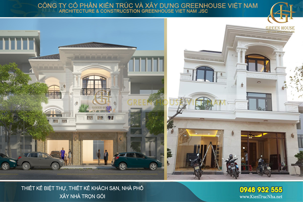 Hình ảnh thi công thực tế biệt thự tân cổ điển Bích Hợp 3 tầng tại Bắc Giang