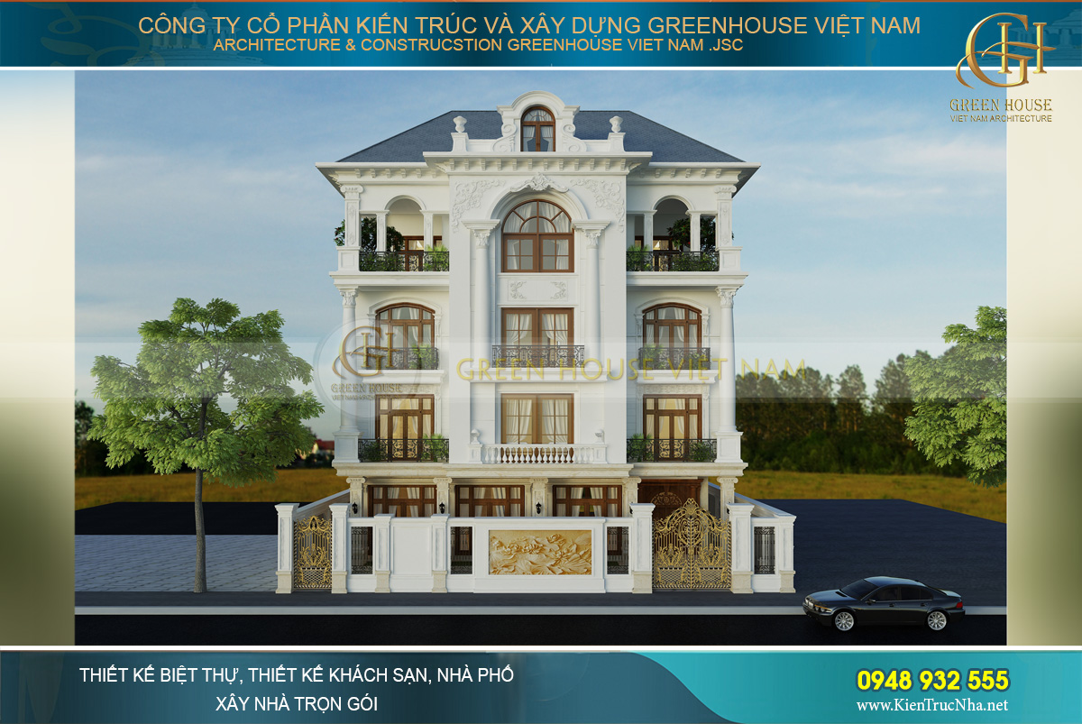 Mẫu thiết kế sân vườn biệt thự tân cổ điển đẹp lãng mạn nhất