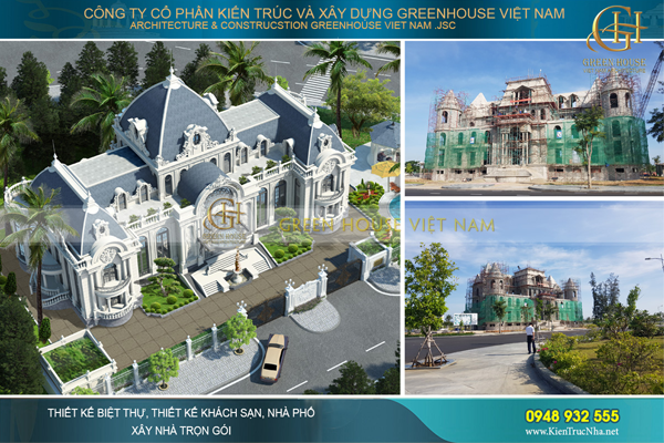 Thiết kế, thi công trọn gói công trình biệt thự tân cổ điển 3 tầng – biệt thự Rạng Đông