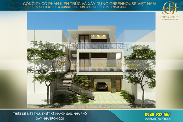 Thiết kế và thi công biệt thự hiện đại 3 tầng mặt tiền 10m