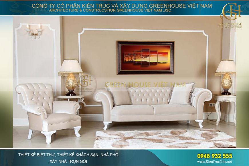 Set sofa chester hai màu trắng và đen