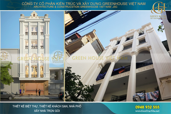 Thiết kế, thi công trọn gói biệt thự tân cổ điển 5 tầng đẳng cấp nhất tại Hà Nội