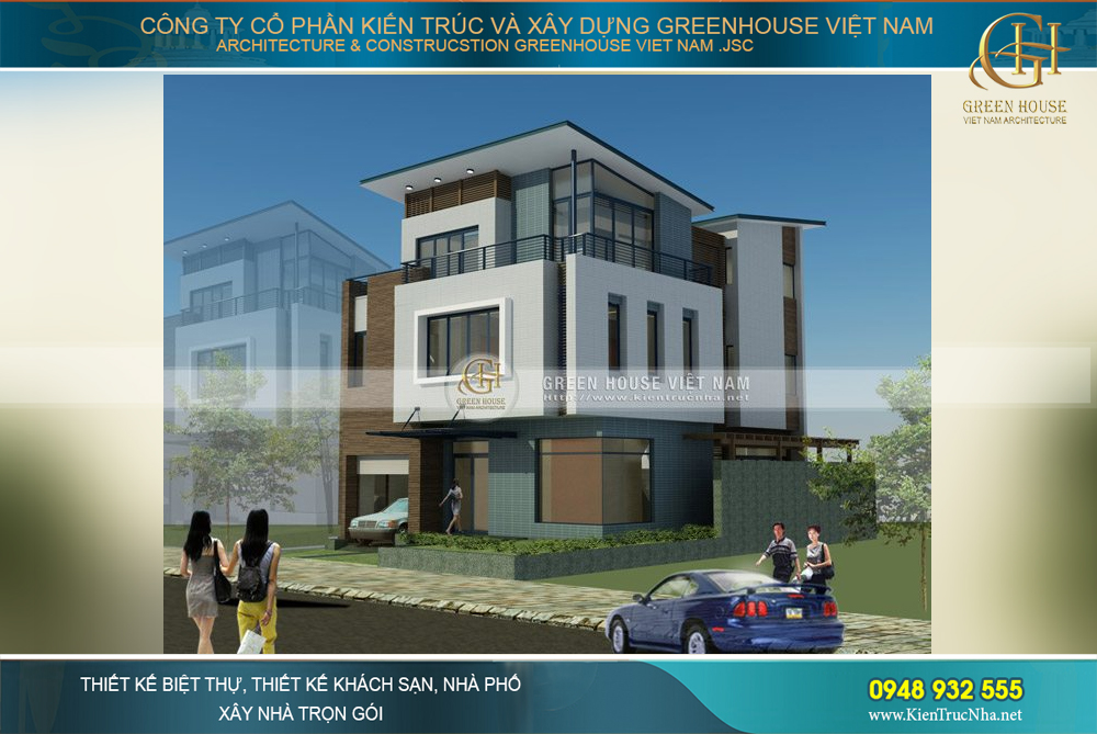 Biệt thự 3 tầng mặt tiền 13m rộng 200m2 phong cách hiện đại