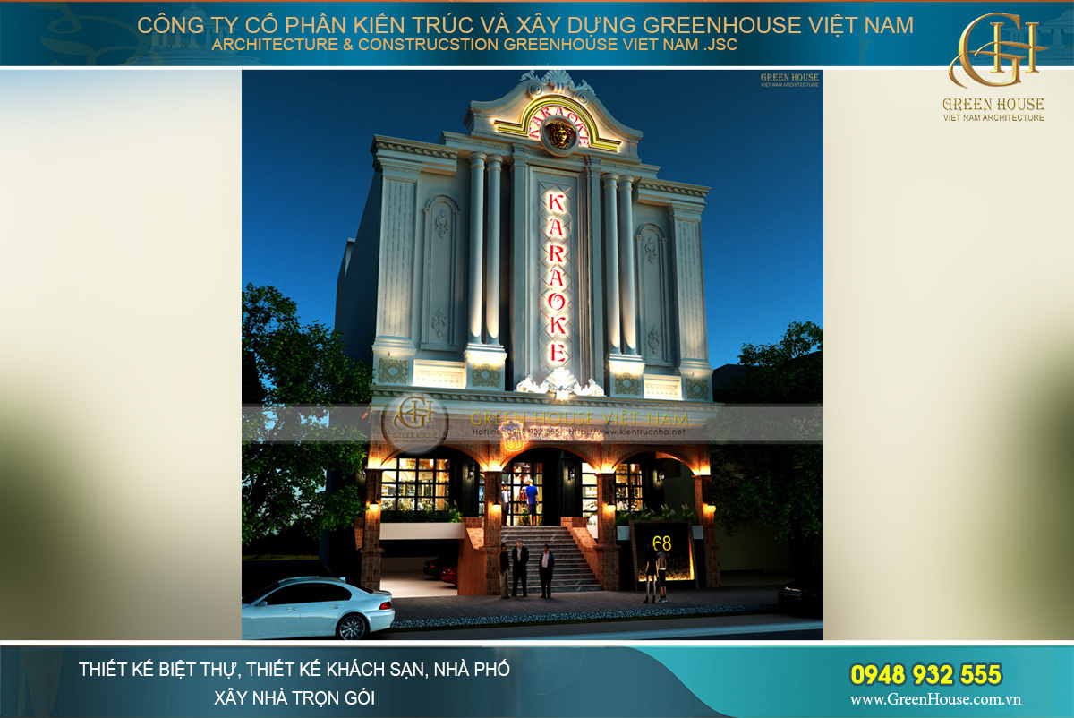 Thiết kế quán Karaoke đẳng cấp 4 tầng cực kỳ sang trọng tại Bắc Giang