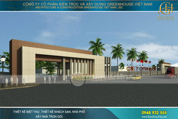 Thiết kế nhà điều hành công ty Taxuco, cổng ra vào xí nghiệp Ngôi sao