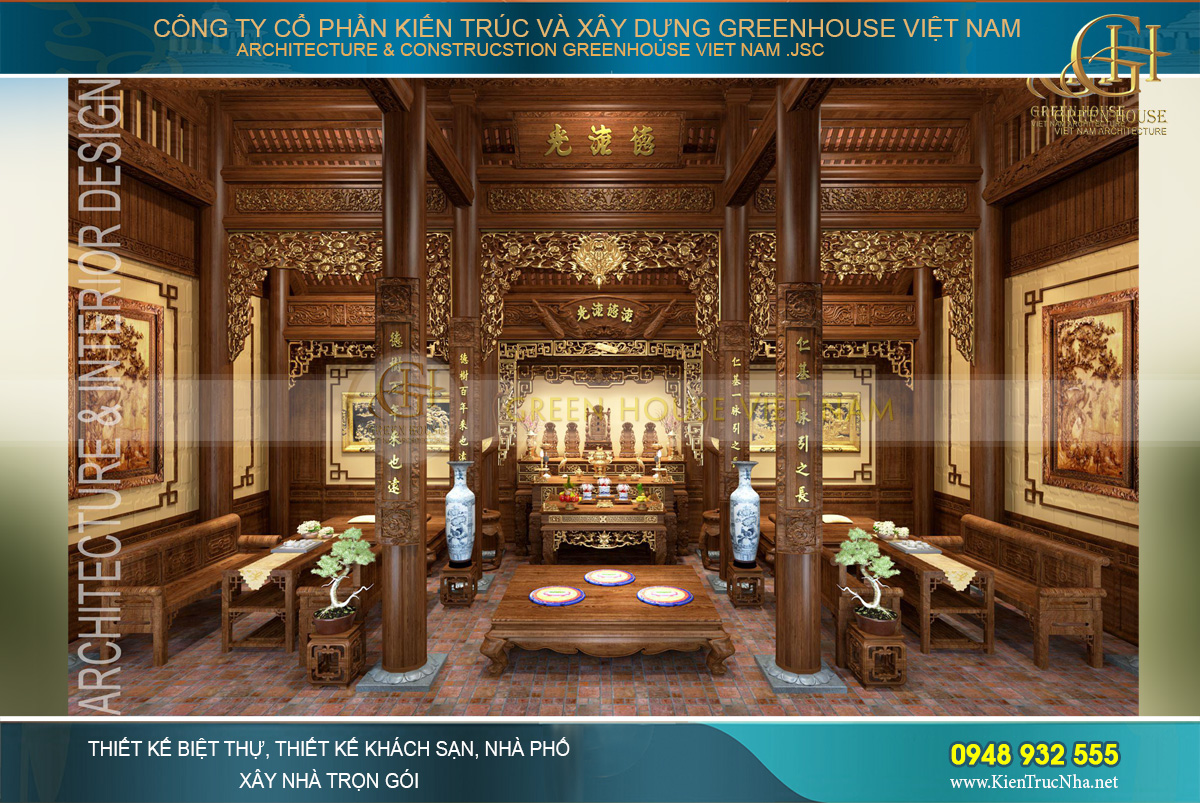 Thiết kế nội thất nhà thờ họ đẹp, bề thế, khang trang tại Hải Phòng
