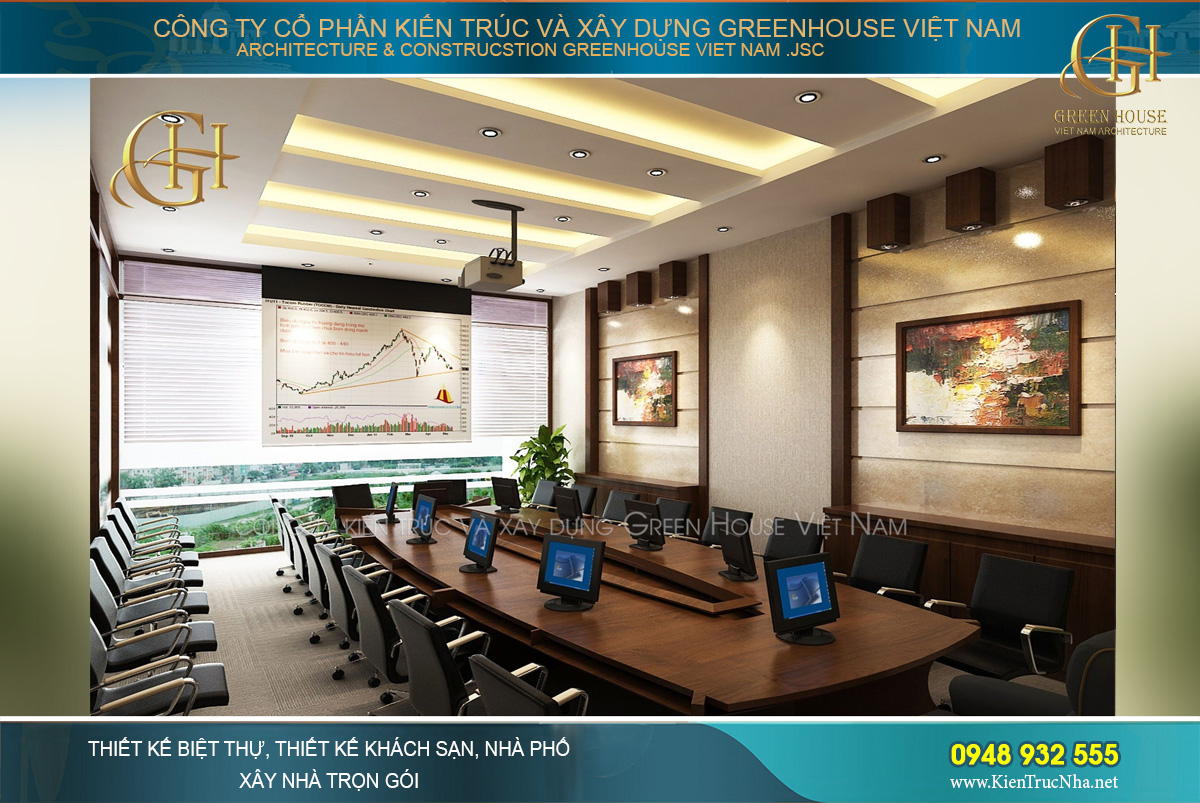 Thiết kế nội thất văn phòng công ty tại Hà Nội phong cách Á Đông lịch lãm