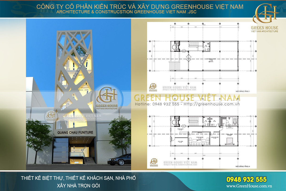 Thiết kế quán Karaoke 7 tầng mặt tiền 8m rộng 150m2