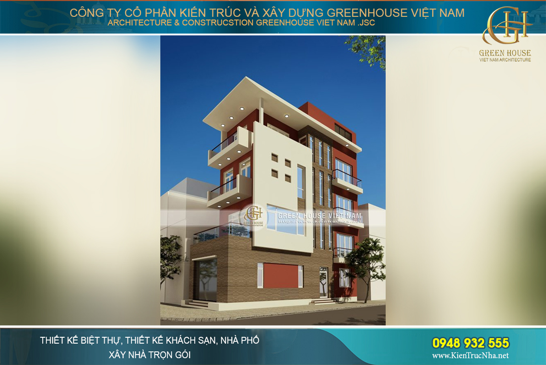 Nhà lô phố 4 tầng rưỡi 2 mặt tiền kiến trúc hiện đại đẹp rộng 92m2