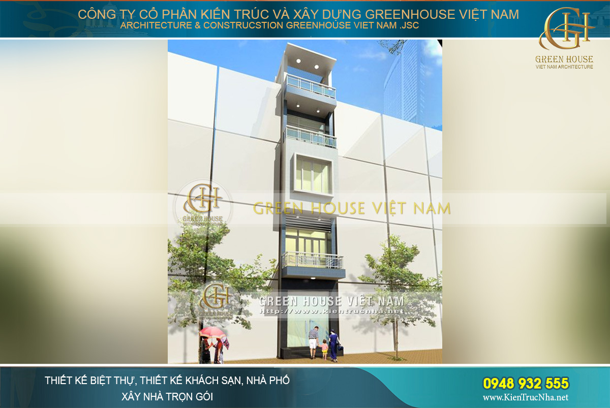 Thiết kế nhà ống 5 tầng diện tích 60m2 hiện đại tại Bắc Ninh