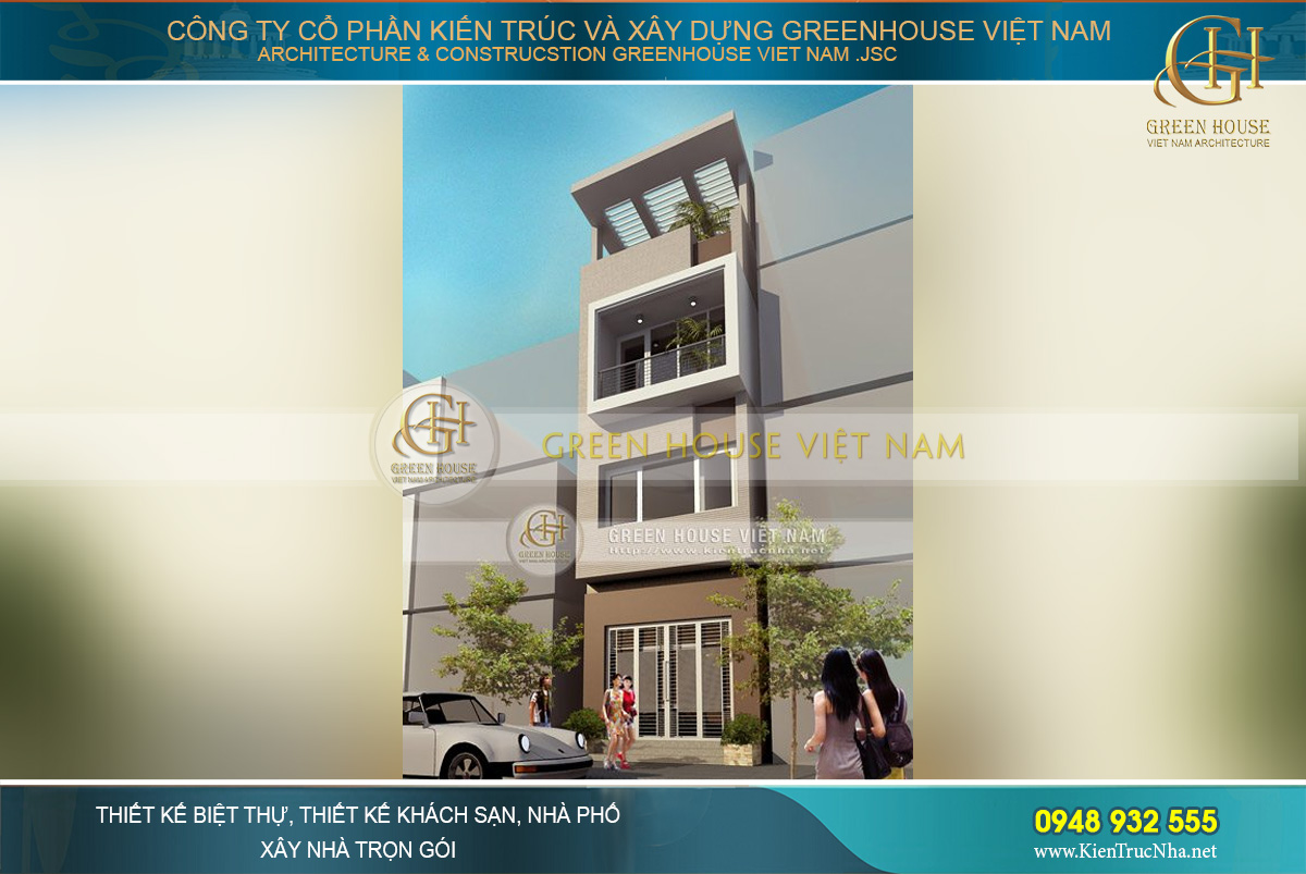 Thiết kế nhà phố 3 tầng 1 tum diện tích 4x18m tại Hà Nội
