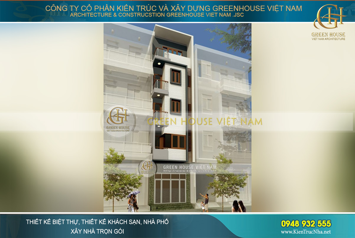 Thiết kế nhà phố 5 tầng diện tích 50m2 hiện đại tại Hải Phòng