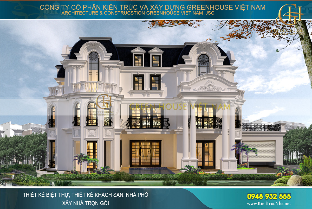 Biệt thự tân cổ điển 4 tầng diện tích 300m2