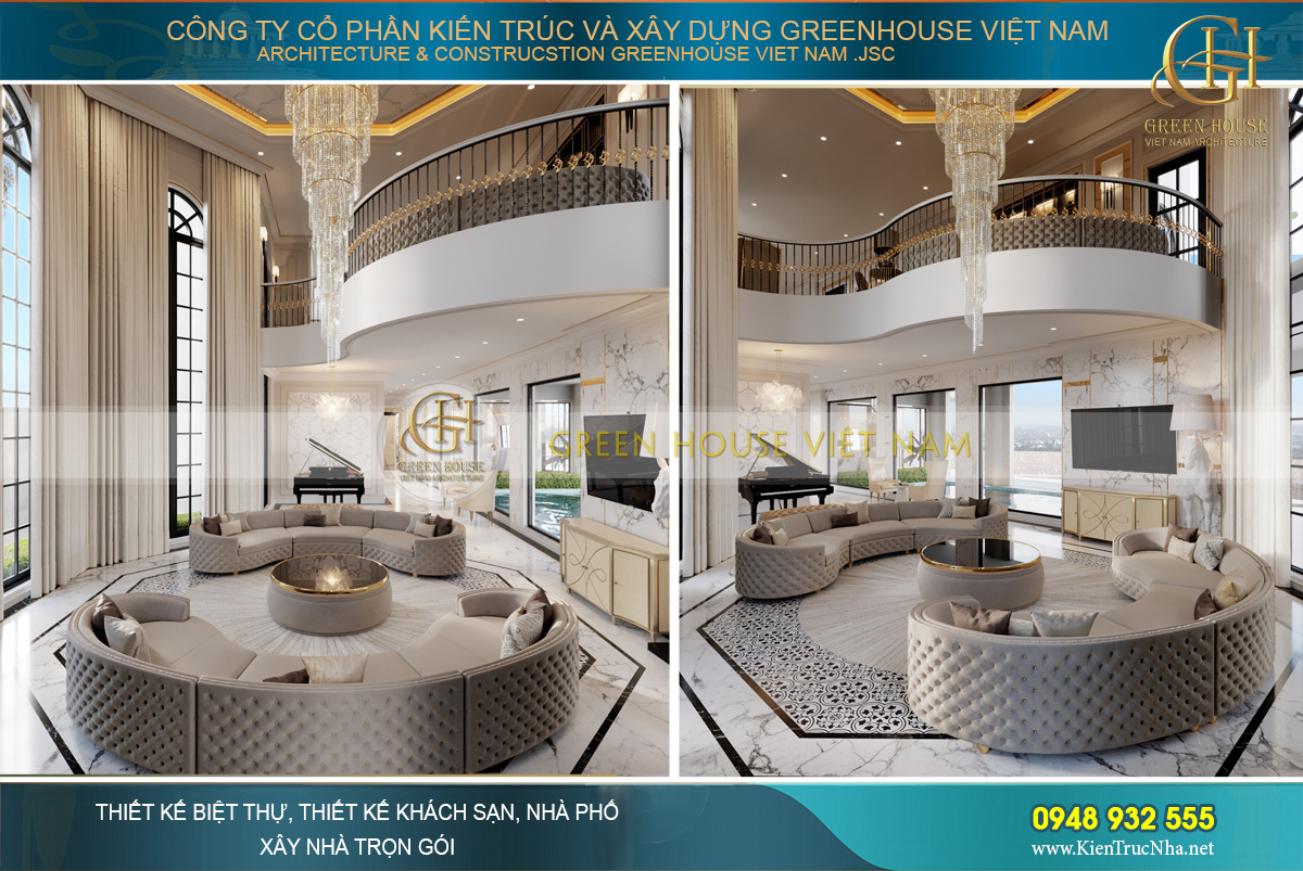 Thiết kế nội thất biệt thự tân cổ điển Vinhomes Hà Nội: Sa hoa, tráng lệ, đẳng cấp châu Âu