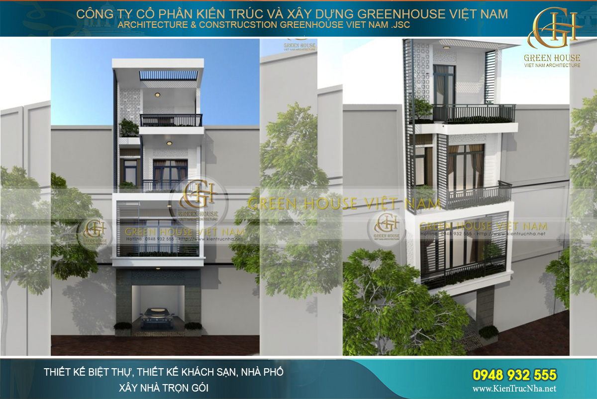Thiết kế nhà phố 4 tầng mặt tiền 5m phong cách hiện đại tại Bắc Ninh