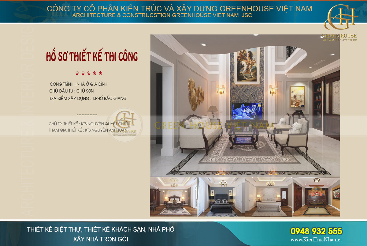 Thiết kế nội thất cho biệt thự phố tân cổ điển tại Bắc Giang đẹp lộng lẫy