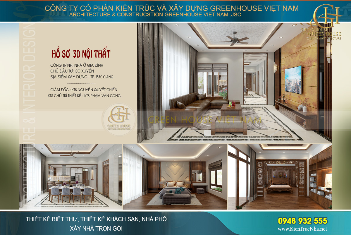 Thiết kế nội thất biệt thự hiện đại 3 tầng đẹp thời thượng tại Bắc Giang