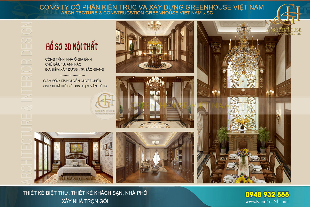 Thiết kế nội thất biệt thự tân cổ điển đẹp đẳng cấp hoàng gia tại Bắc Giang