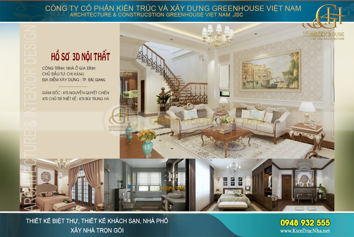 Thiết kế nội thất tân cổ điển cho nhà phố 4 tầng sang trọng tại Bắc Giang