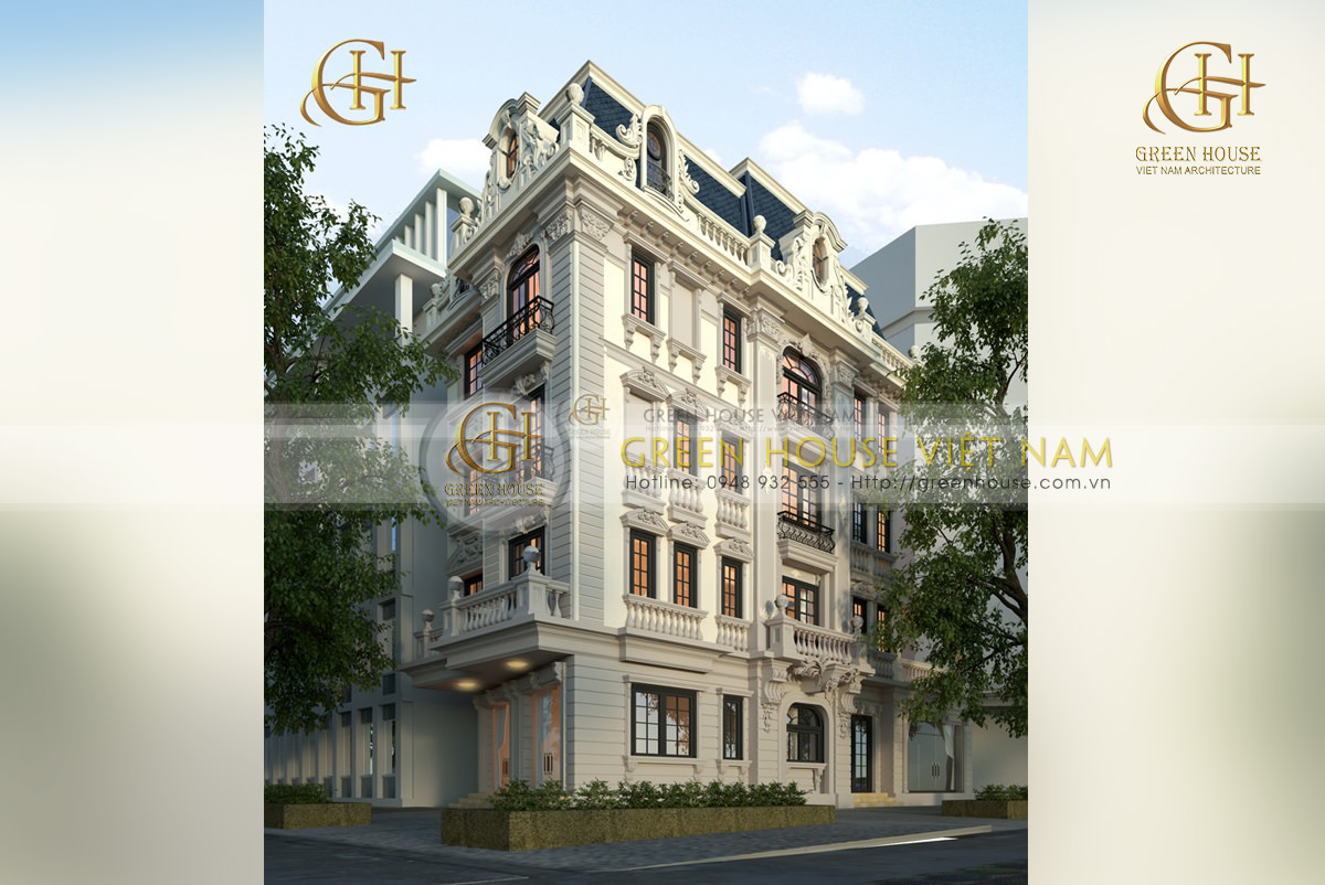 Mẫu biệt thự 4 tầng phong cách cổ điển cho thuê văn phòng đẹp