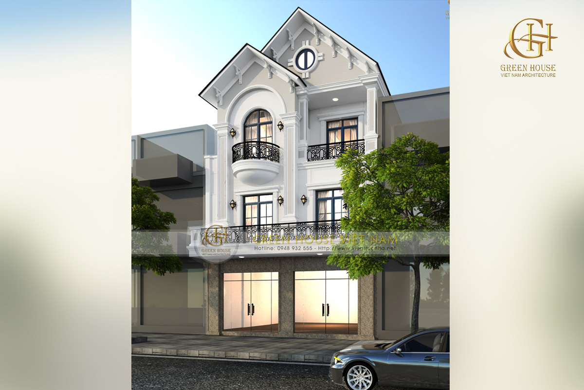 Mẫu shophouse phong cách tân cổ điển 3 tầng đẹp mặt tiền 9m