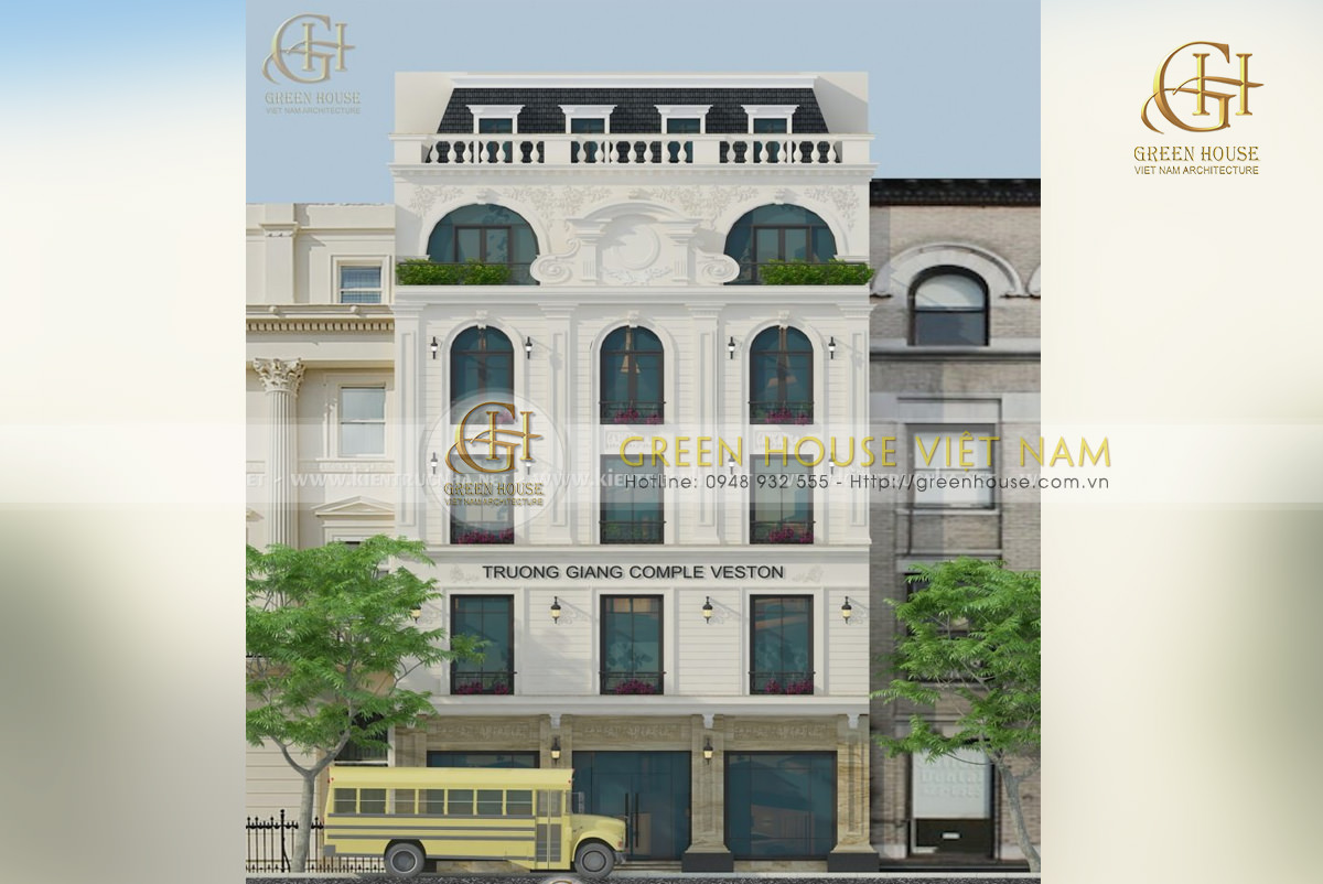 Thiết kế nhà shophouse kinh doanh thời trang phong cách tân cổ điển