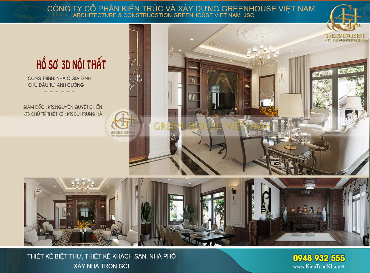 Thiết kế nội thất biệt thự tân cổ điển 150m2 phong cách luxury
