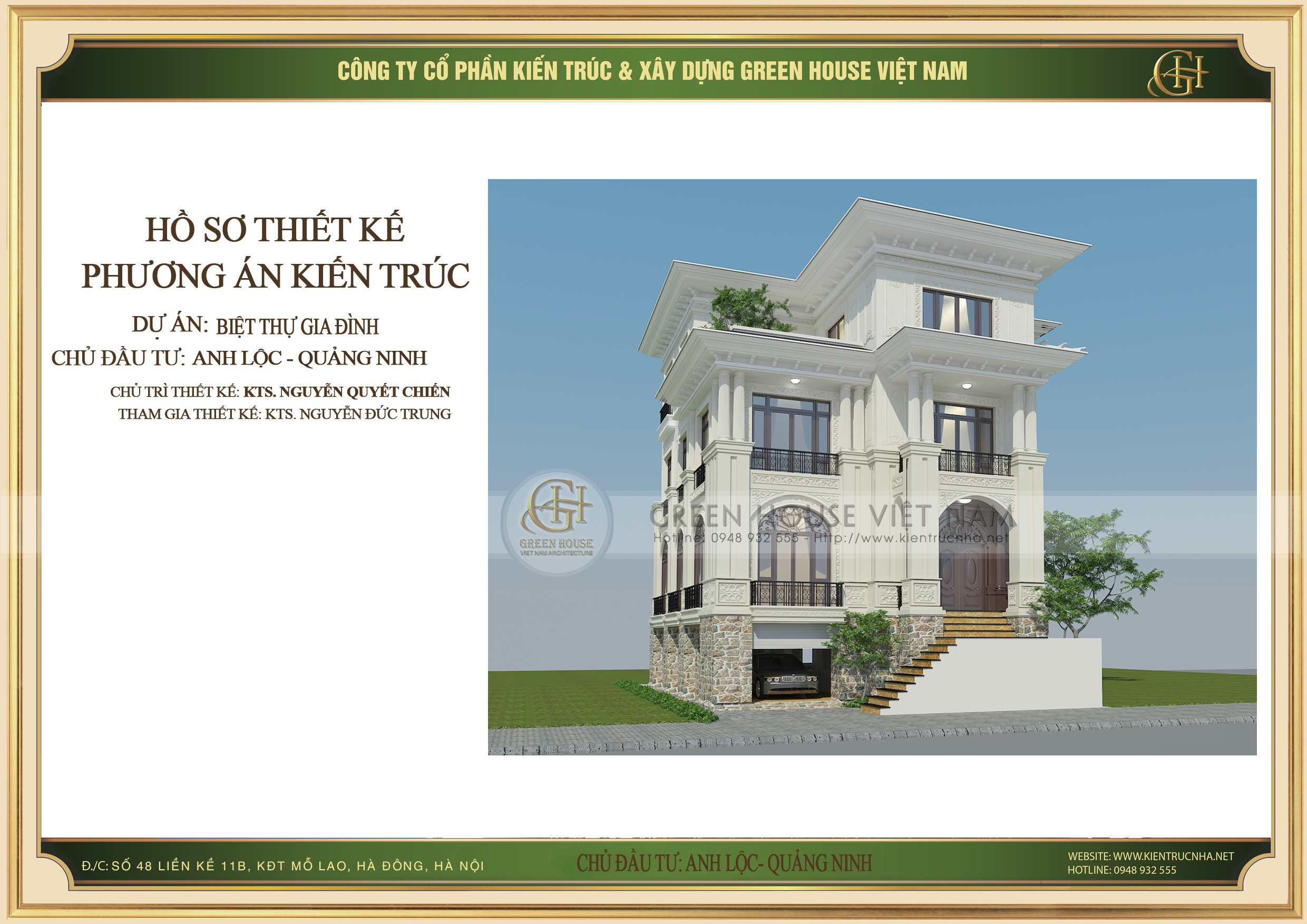Thi công trọn gói biệt thự gia đình 4 tầng đẹp sang trọng tại Quảng Ninh - CĐT Anh Lộc