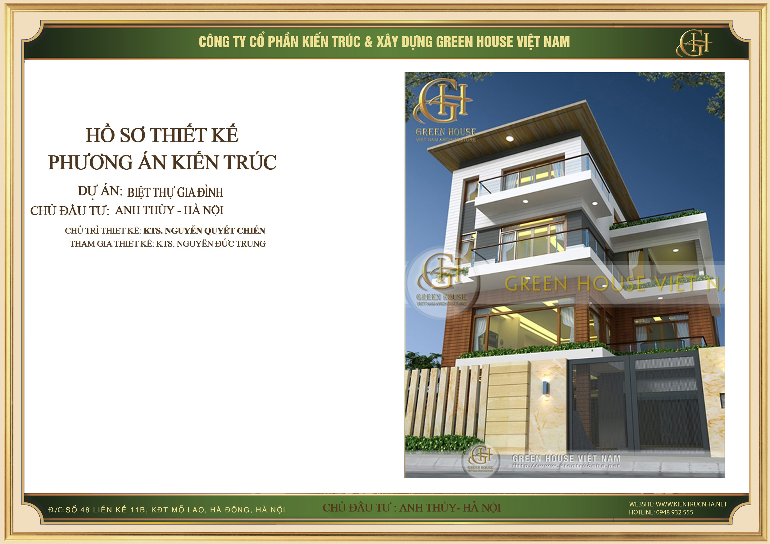 Thiết kế biệt thự 4 tầng hiện đại, đẳng cấp tại Hà Nội - CĐT Anh Thủy