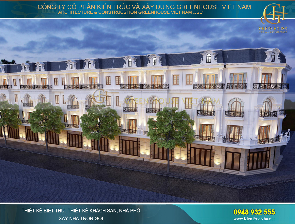 Dự án thiết kế nhà phố liền kề 5 tầng tân cổ điện diện tích 135m2
