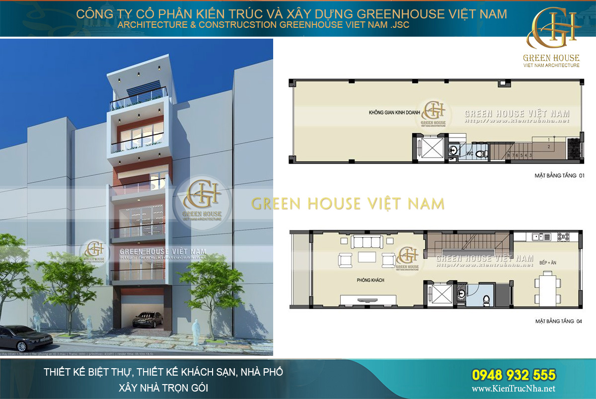 Thiết kế nhà ống hiện đại kết hợp kinh doanh 6 tầng đẹp thời thượng tại Hà Nội