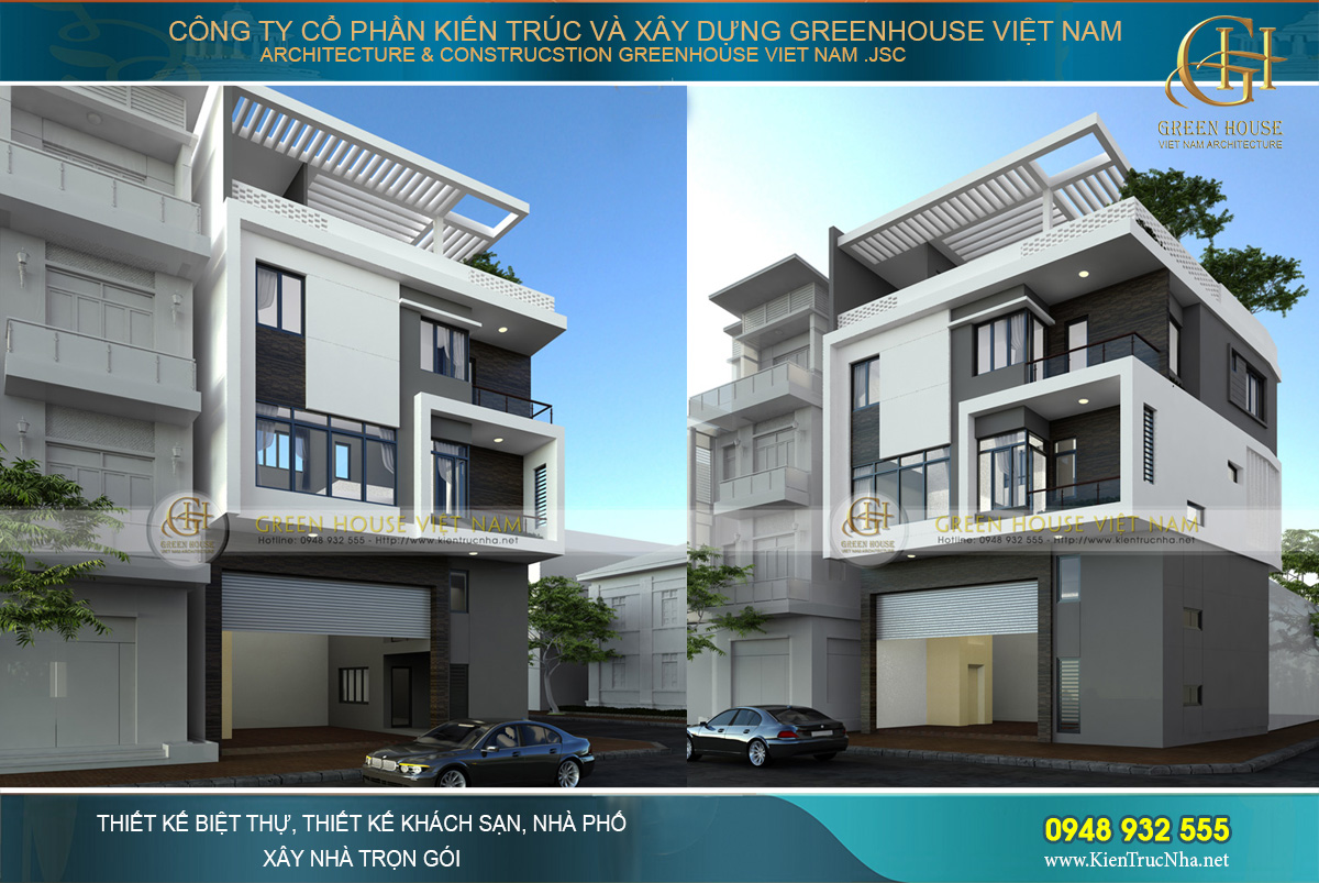 Thiết kế nhà phố kết hợp văn phòng 5 tầng 2 mặt tiền tại Bắc Giang
