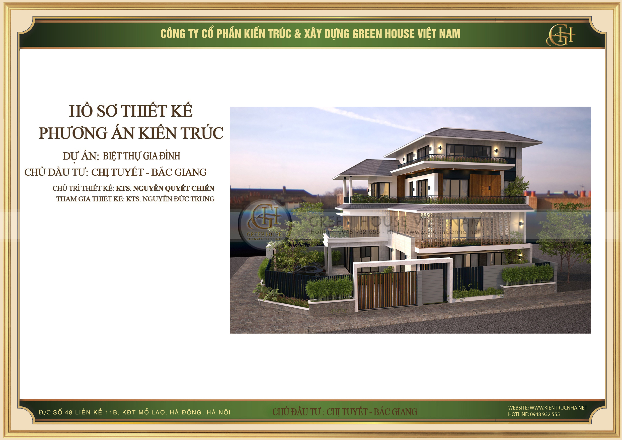 Thiết kế biệt thự 4 tầng phong cách hiện đại, sang trọng tại Bắc Giang - CĐT Chị Tuyết