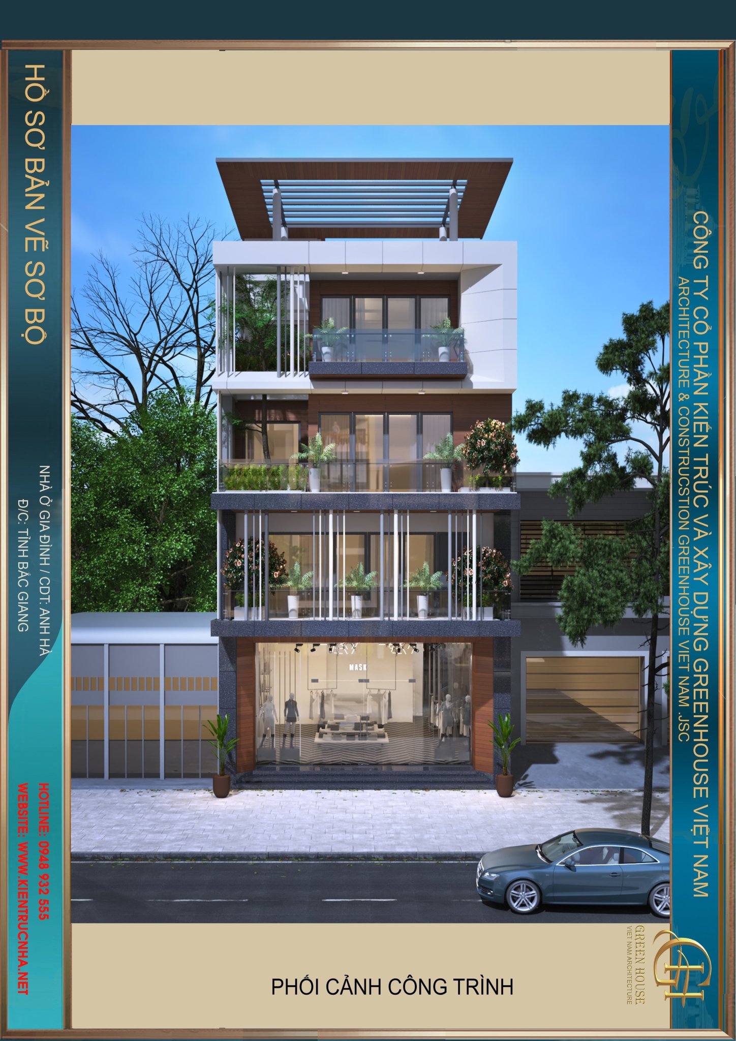 Thiết kế shophouse 4 tầng hiện đại tại Bắc Giang - CĐT Anh Hà