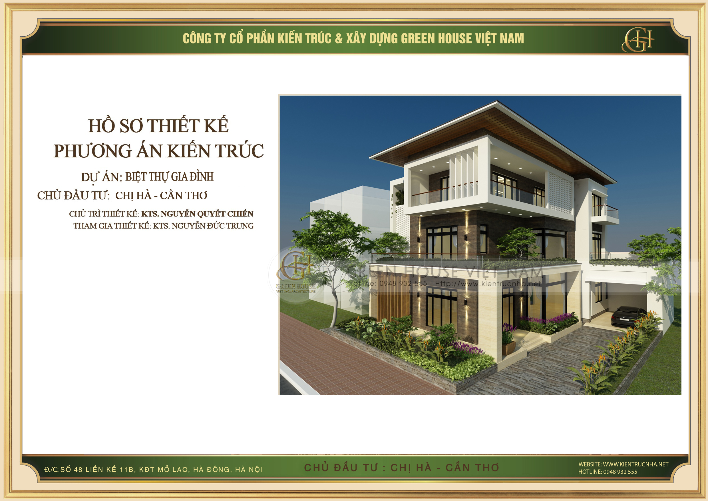 Thiết kế biệt thự 3 tầng phong cách hiện đại tại Cần Thơ - CĐT chị Hà