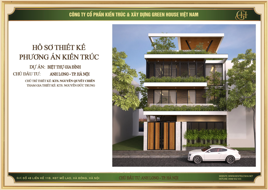 Thiết kế biệt thự hiện đại 4 tầng độc đáo tại Hà Nội - CĐT Anh Long