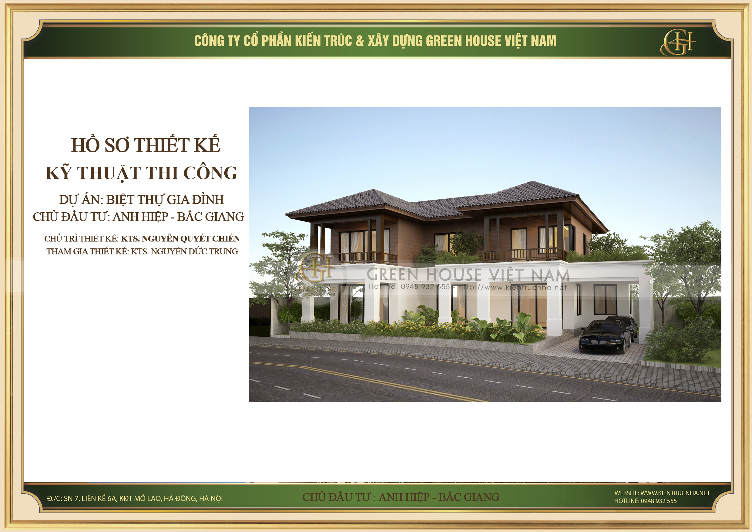 Thiết kế, xây dựng mẫu biệt thự 2 tầng tại Bắc Giang- CĐT Anh Hiệp