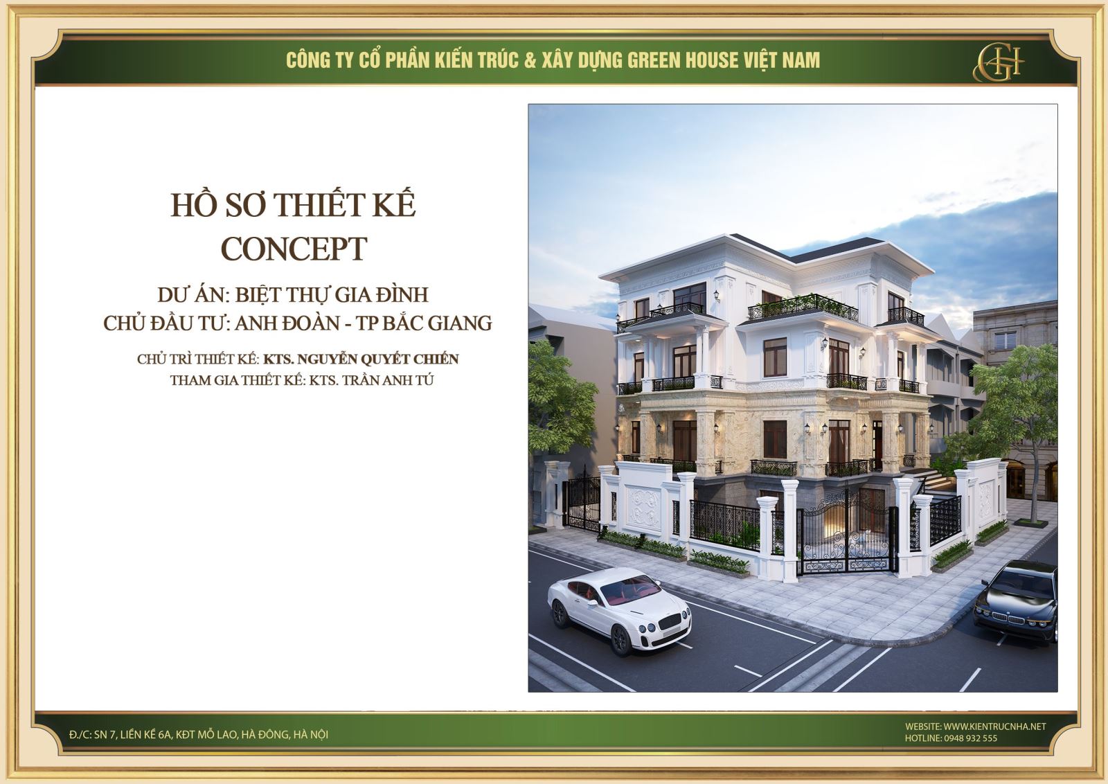 Mẫu biệt thự gia đình tân cổ điển sang trọng tại Bắc Giang