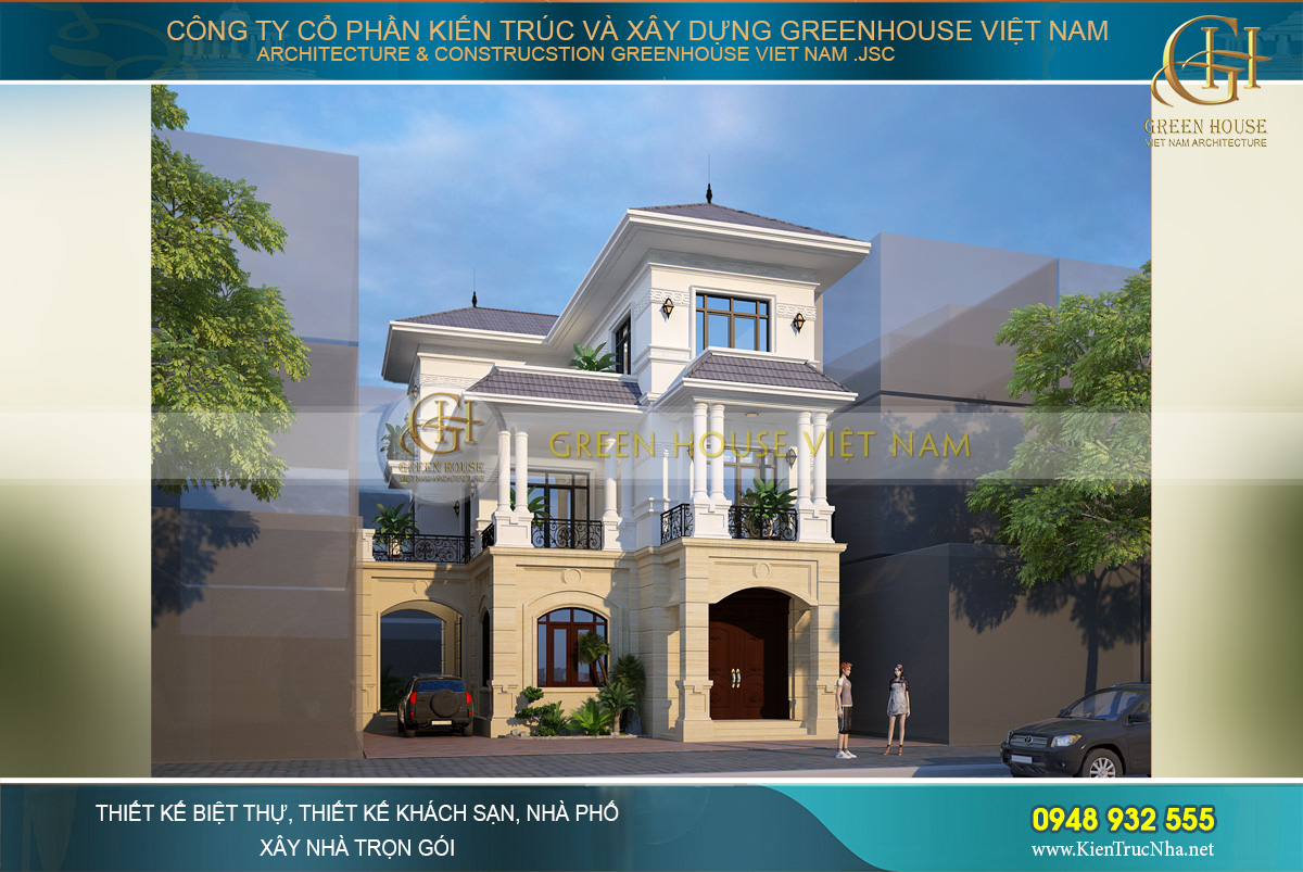 Thiết kế biệt thự phố tân cổ điển 3 tầng sang trọng tại Ninh Bình