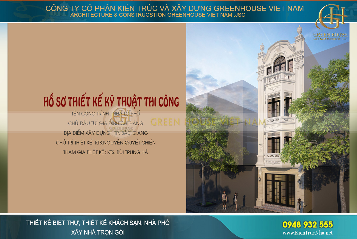 Thiết kế nhà ống tân cổ điển 4 tầng kết hợp kinh doanh tại Bắc Giang