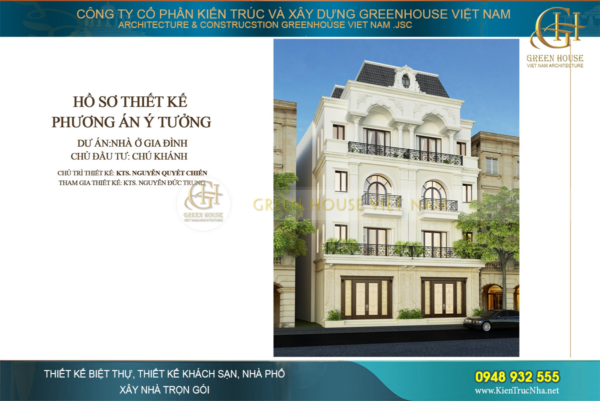 Thiết kế nhà phố song lập 4 tầng mặt tiền 12m tại Hải Phòng
