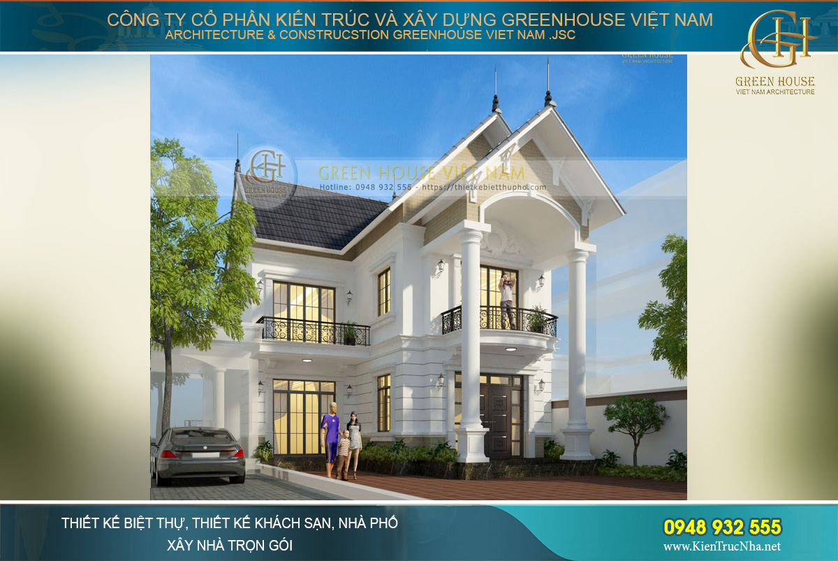 Thiết kế nhà phố tân cổ điển 2 tầng đẹp thanh lịch tại Hà Nội